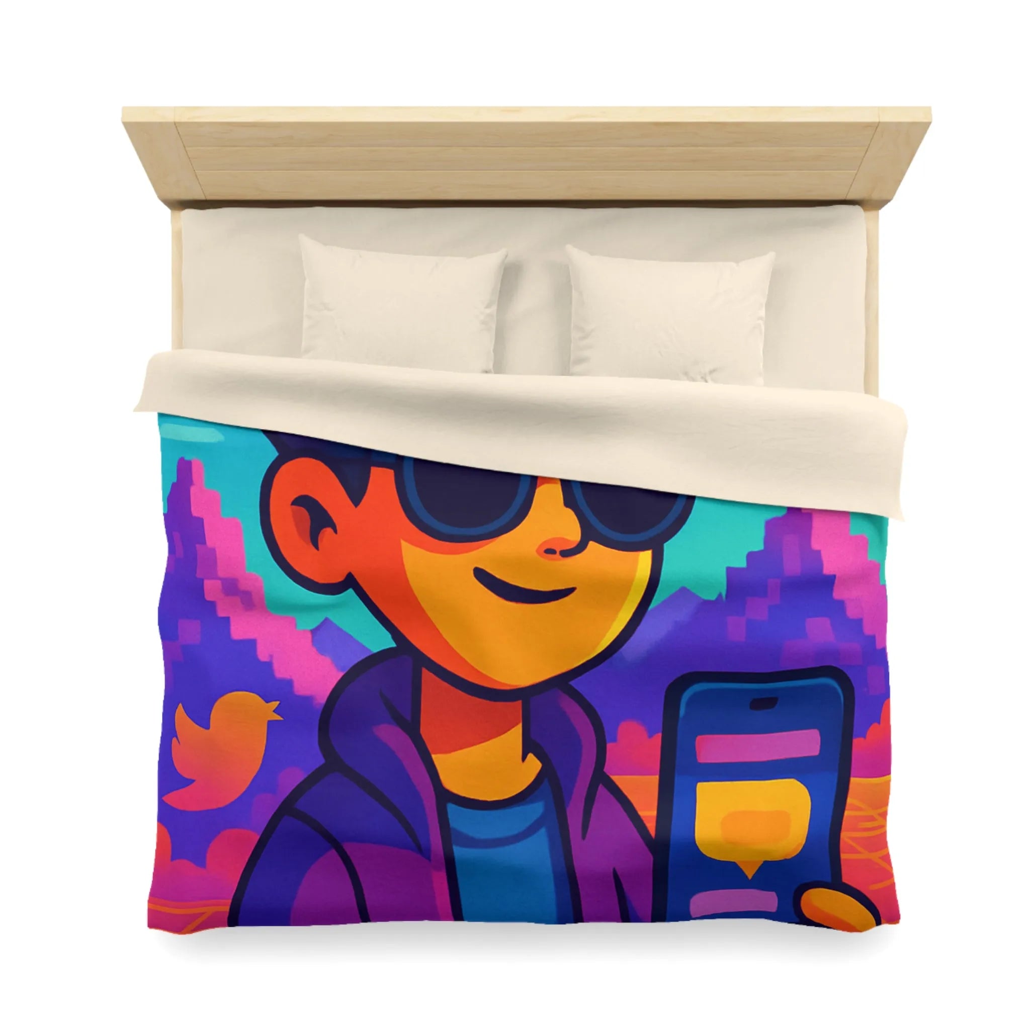 Housse de Couette Idéale pour Chambre Moderne avec Motifs Numériques Abstraits et Colorés