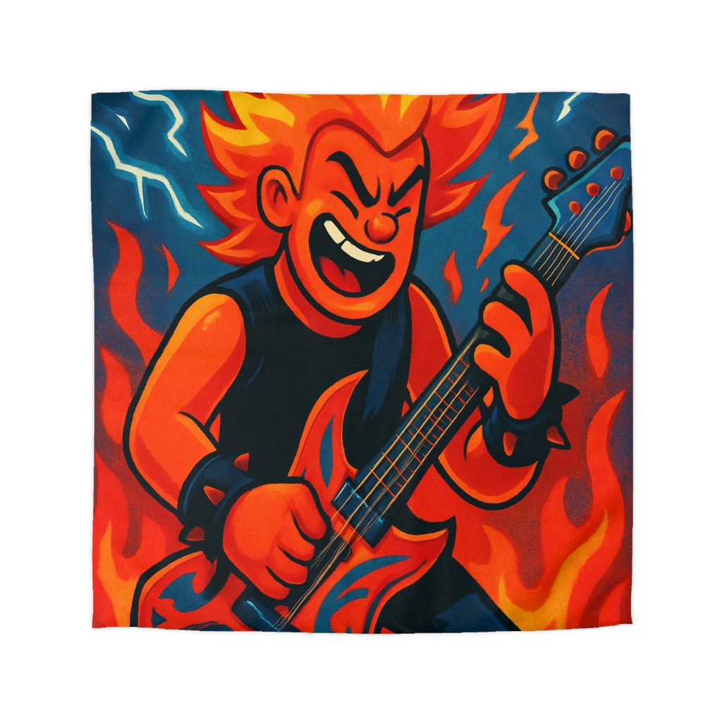 Housse de couette rock flamboyant avec guitare et éclairs pour déco vibrante