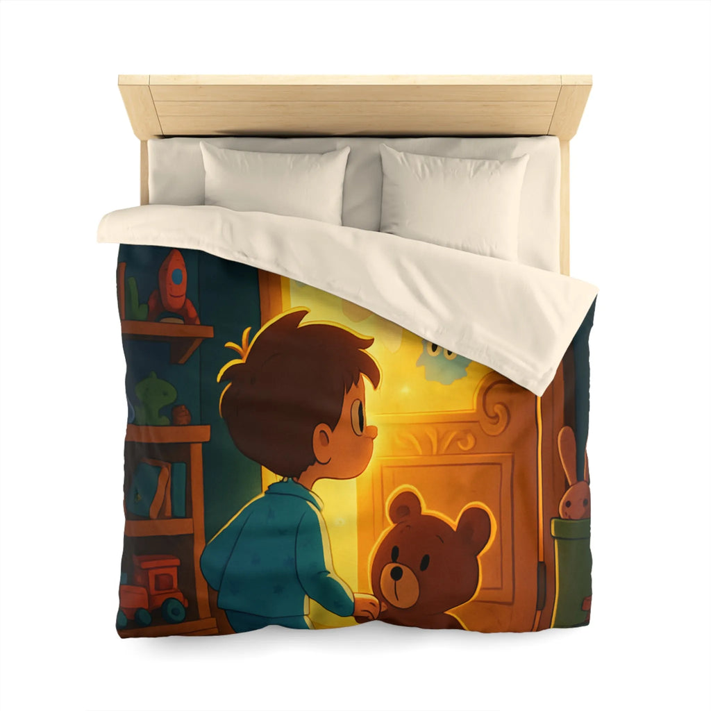 Housse de couette enfant avec motifs lumineux d'animaux magiques en chambre colorée