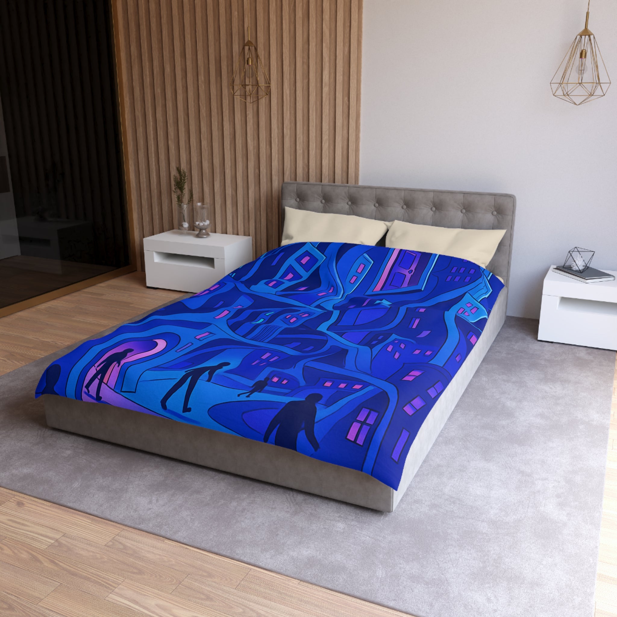 Housse de Couette Microfibre Motif Créatif Original Style Contemporain Chambre Élégante