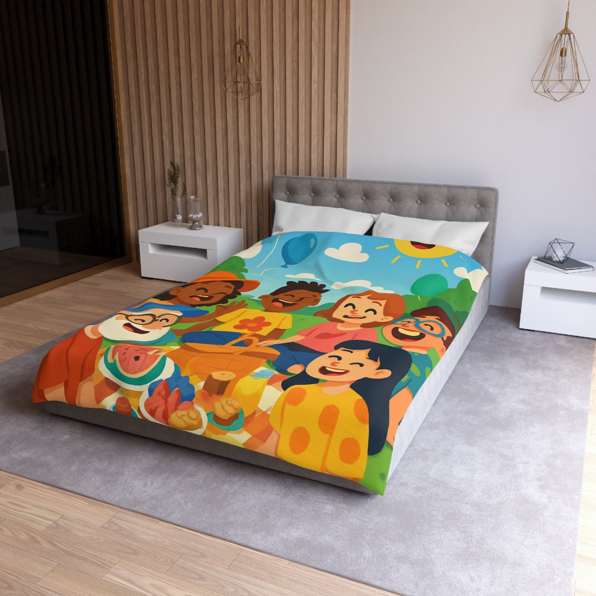 Housse de Couette Microfibre Illustration Unique Design Moderne Décoration Intérieure Raffinée