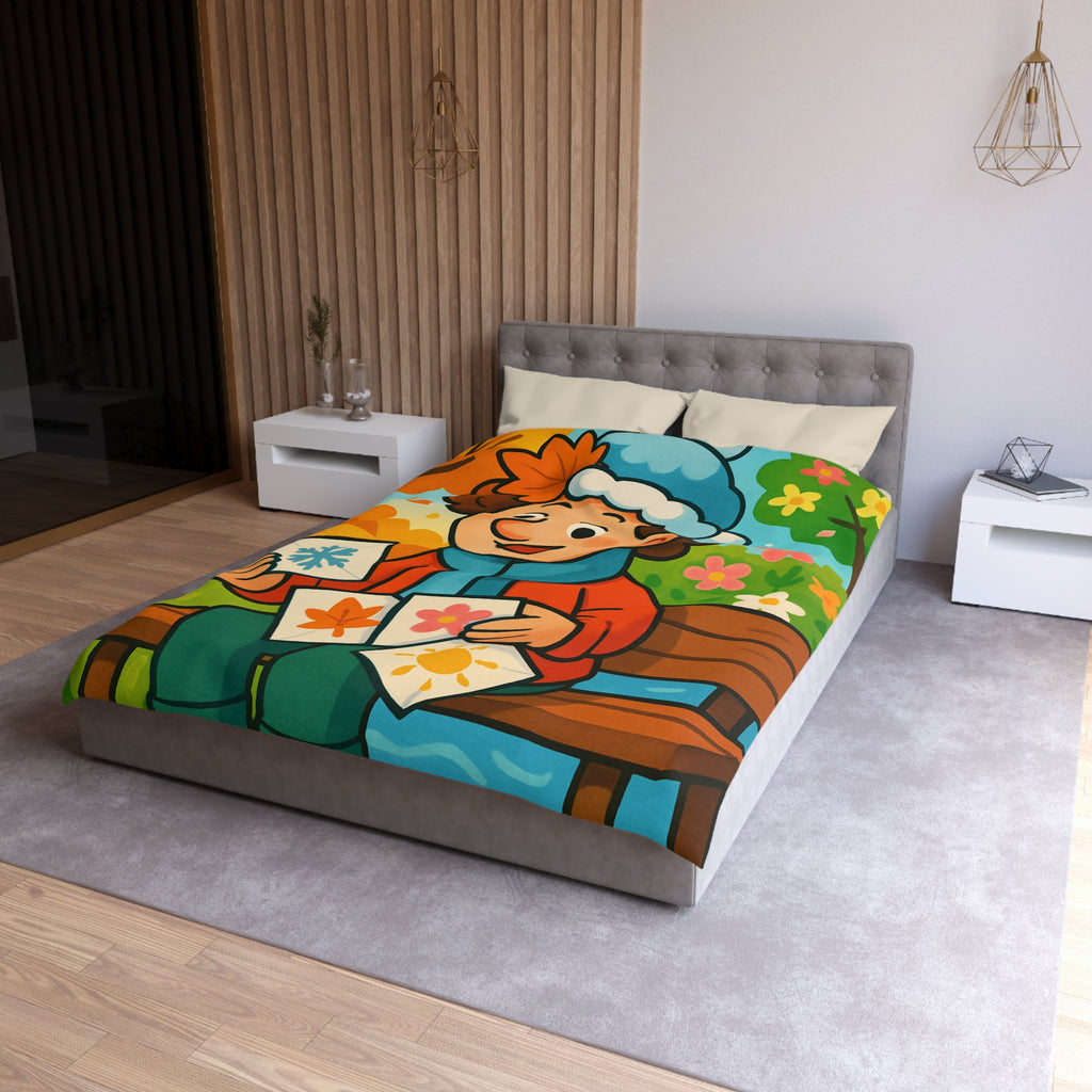 Housse de Couette Microfibre Illustration Unique Design Moderne Décoration Intérieure Raffinée