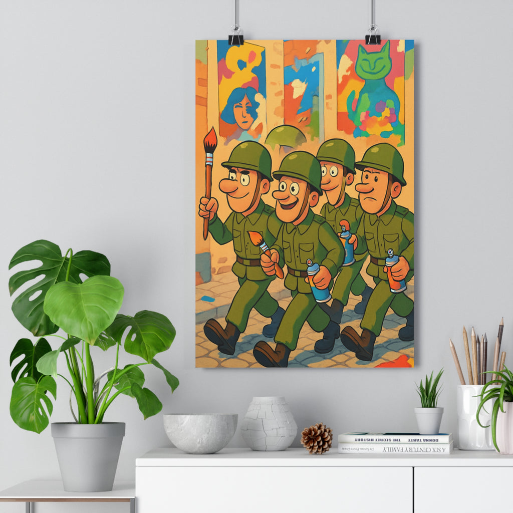 Poster décoratif cartoon multicolore joyeux artistique salon chambre créatif dynamique ludique original vibrant satirique