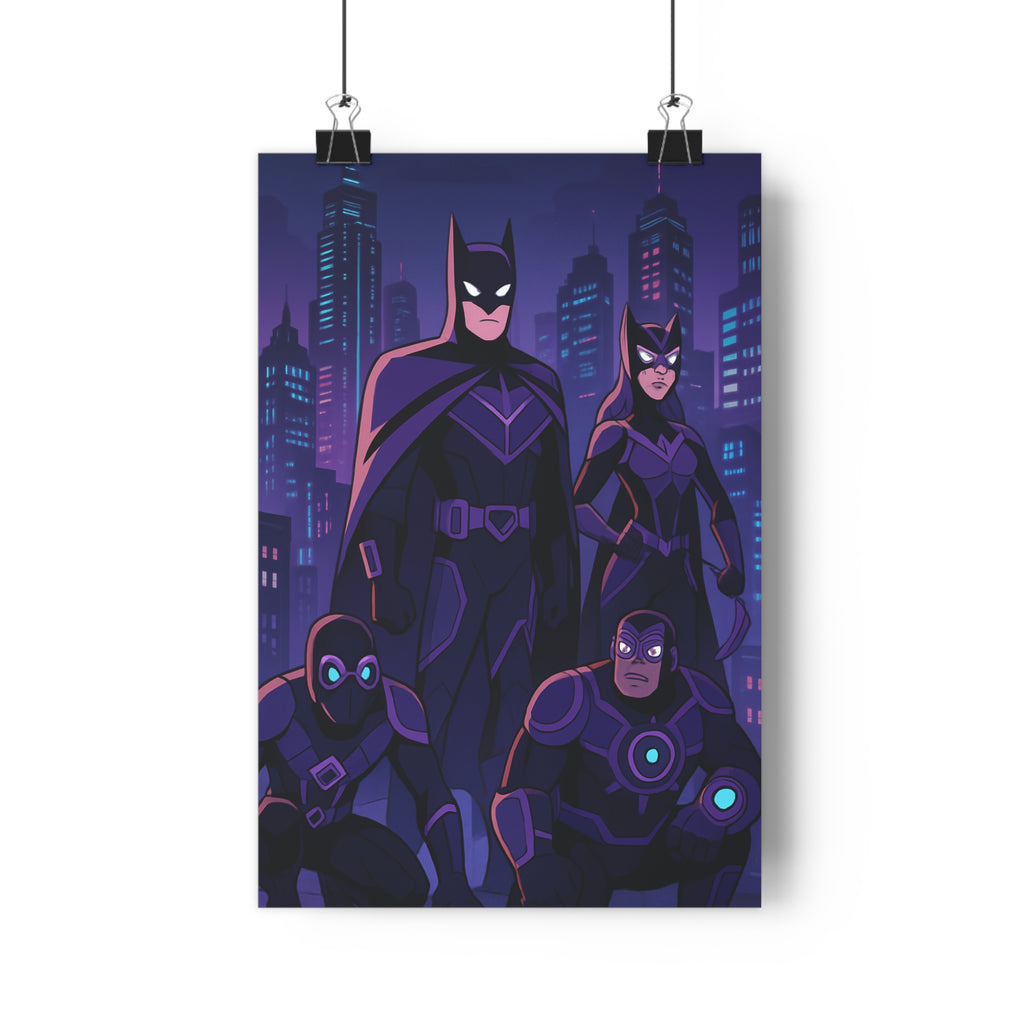 Poster décoratif urbain violet bleu moderne aventure chambre bureau dynamique lumineux héros format 30x46