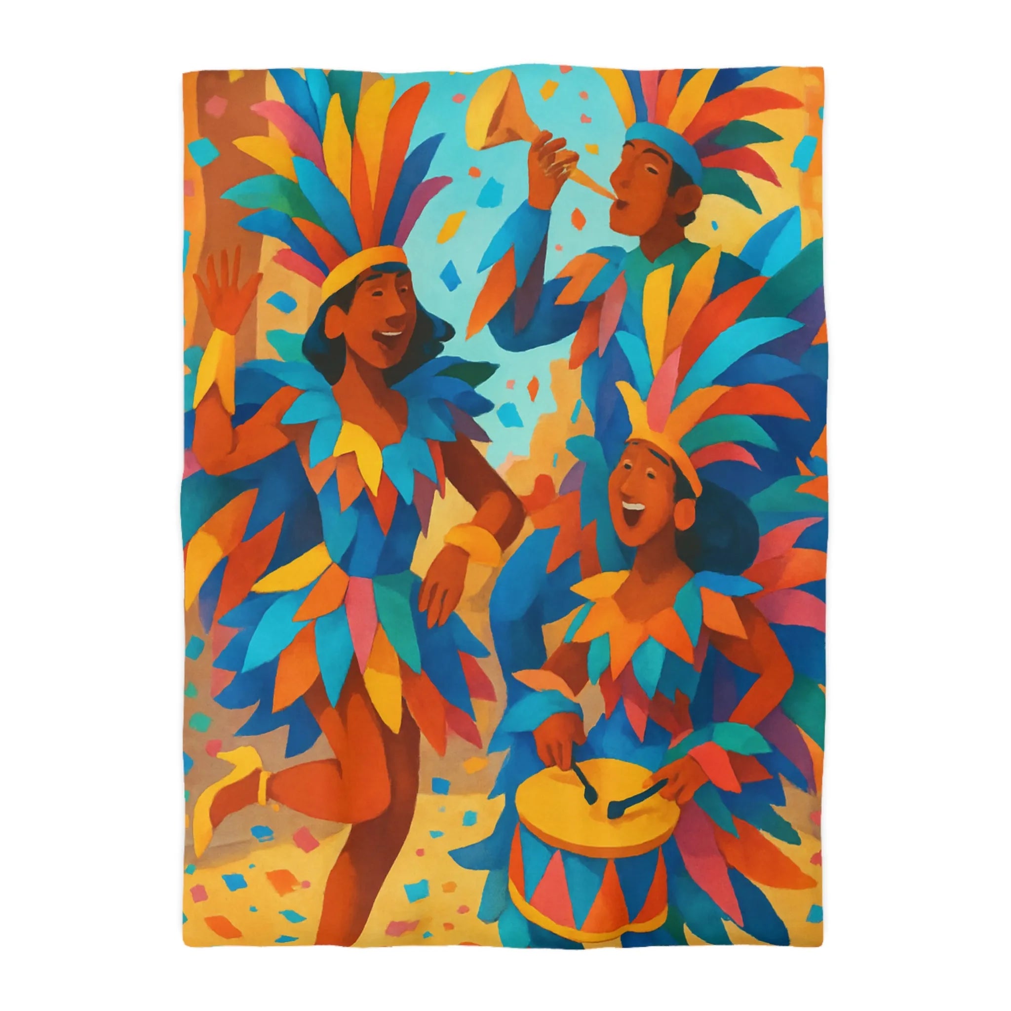 Housse de couette carnaval vibrante avec danseurs multicolores et ambiance festive éclatante