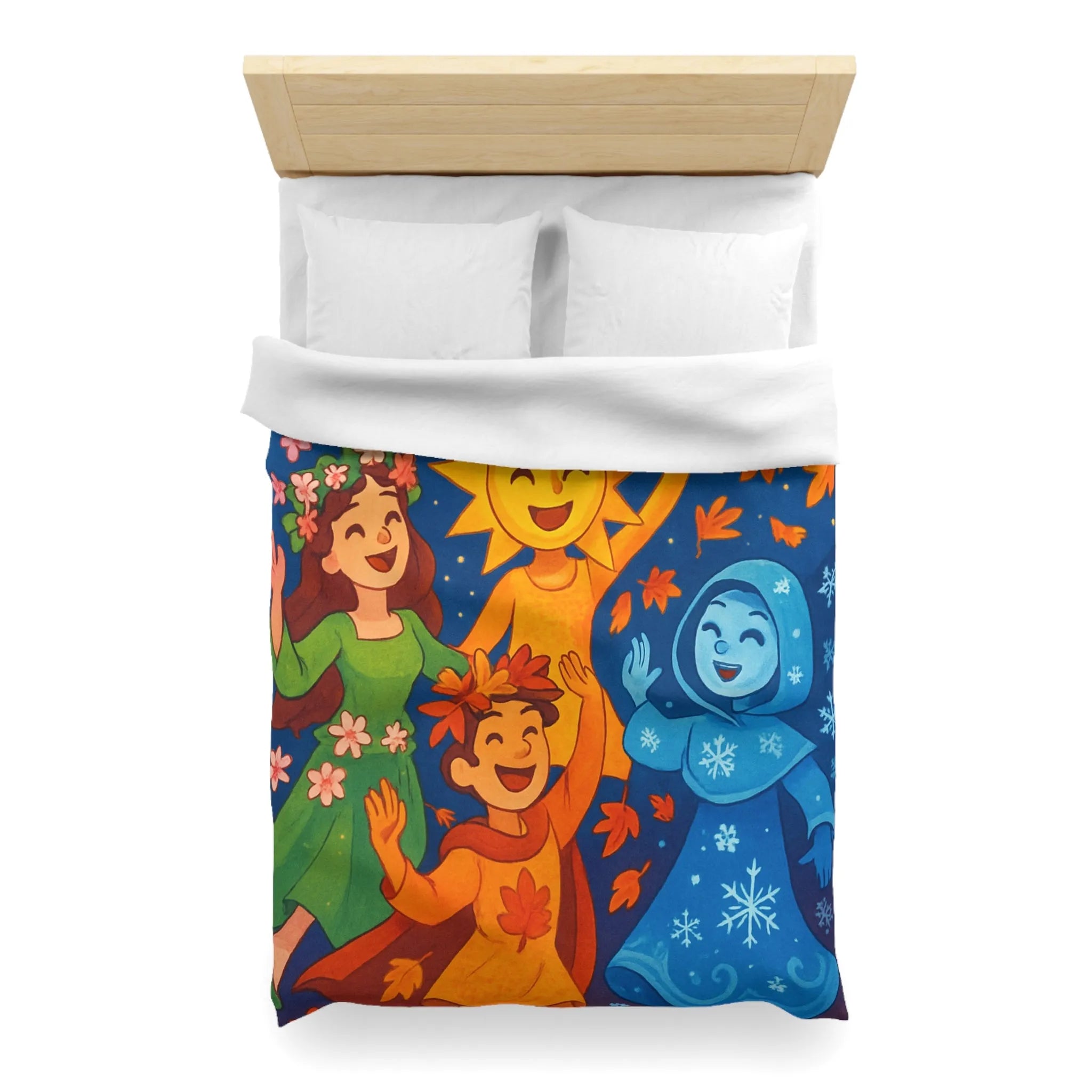 Housse de couette avec illustration festive des quatre saisons en harmonie colorée