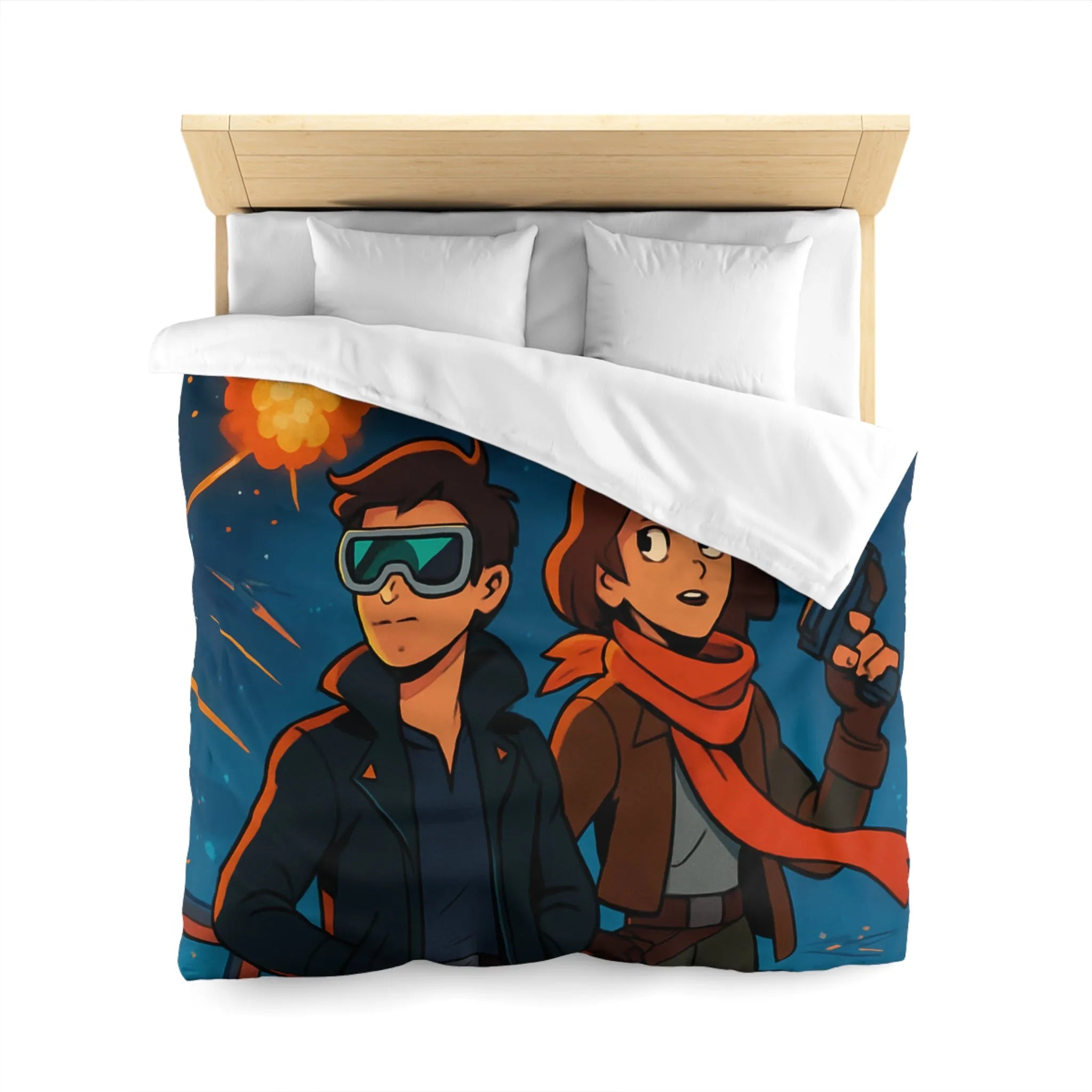 Housse de couette aventure galactique avec pilotes intrépides et bataille spatiale épique