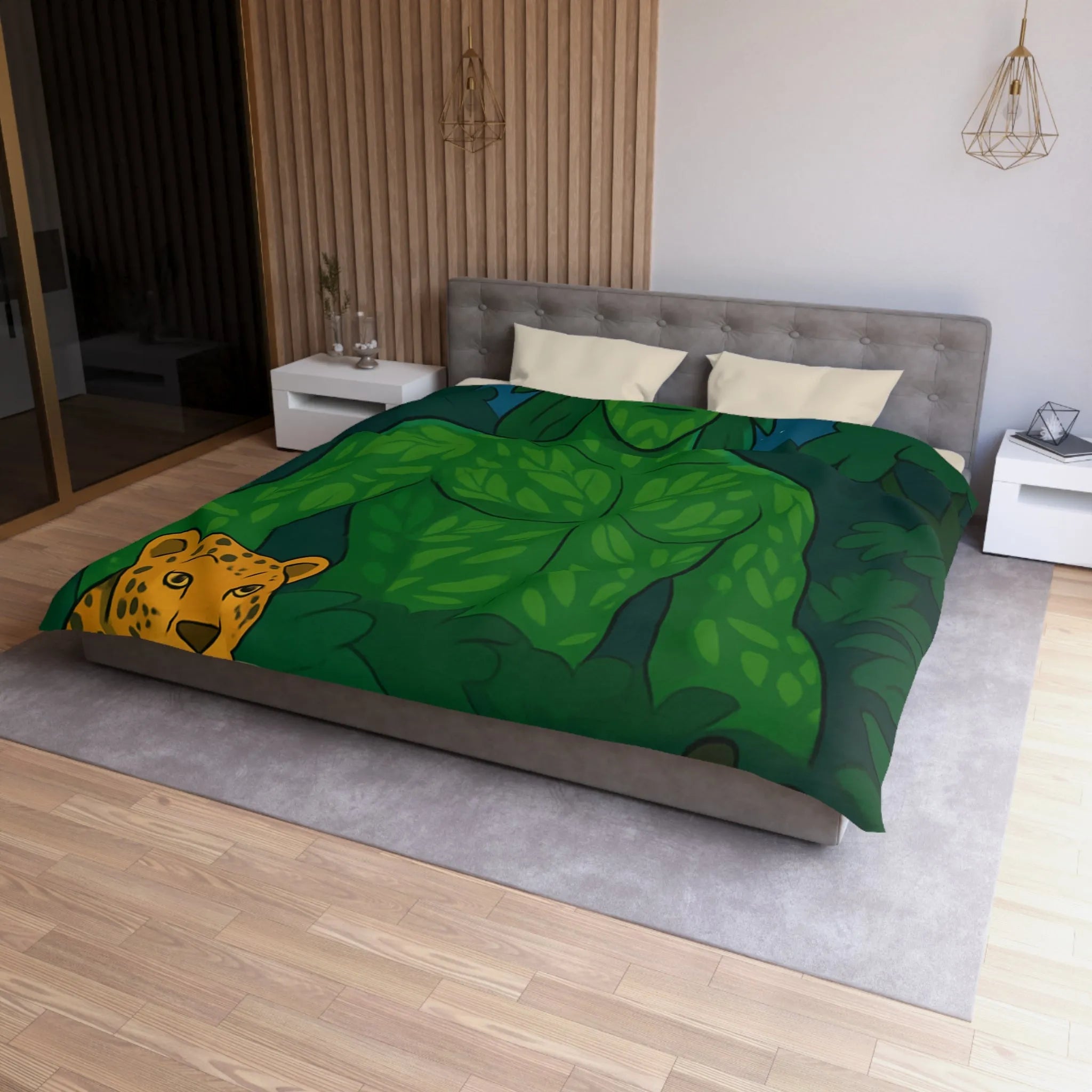 Housse de couette forêt mystérieuse avec créature magique et animaux exotiques nocturnes