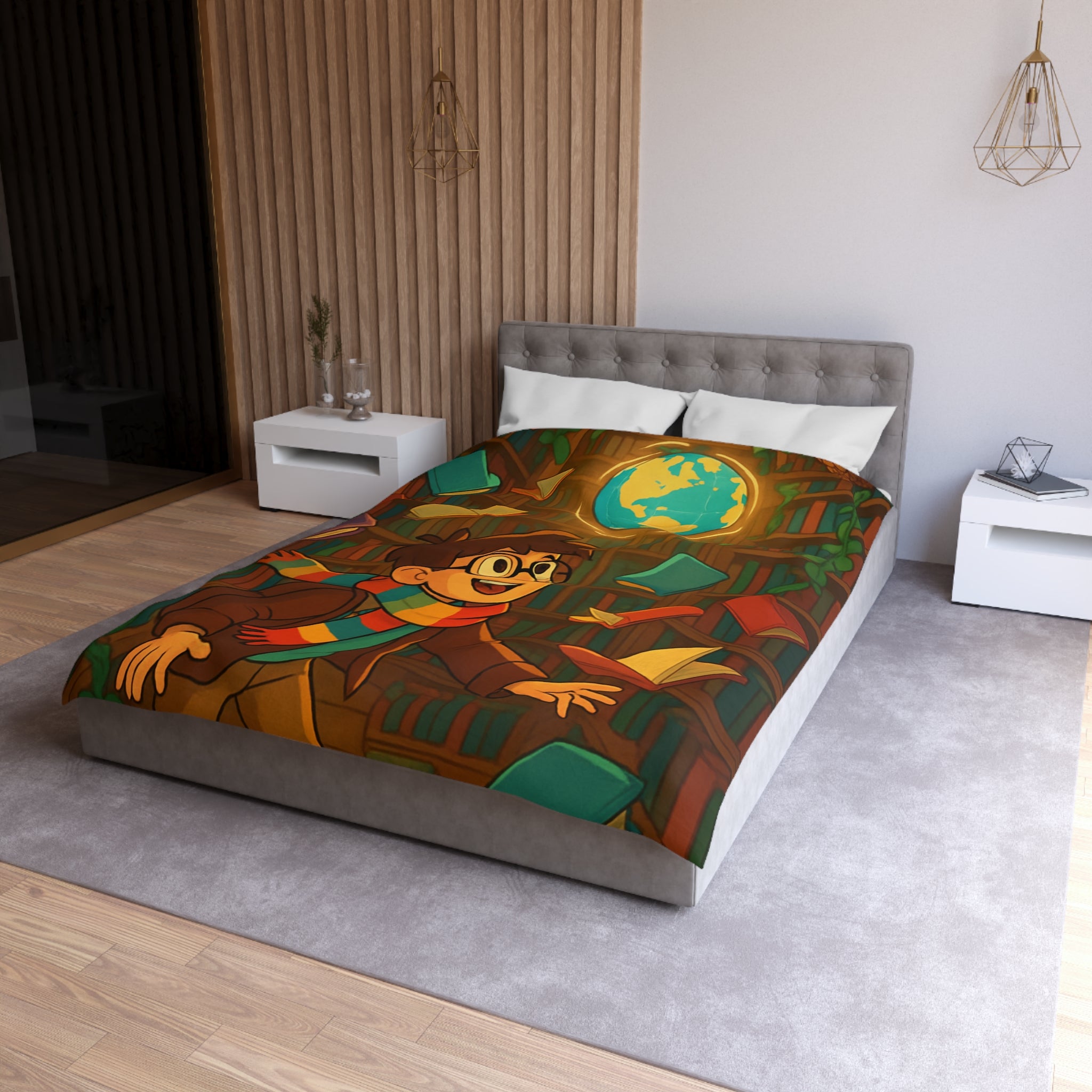 Housse de Couette Microfibre Motif Créatif Original Style Contemporain Chambre Élégante