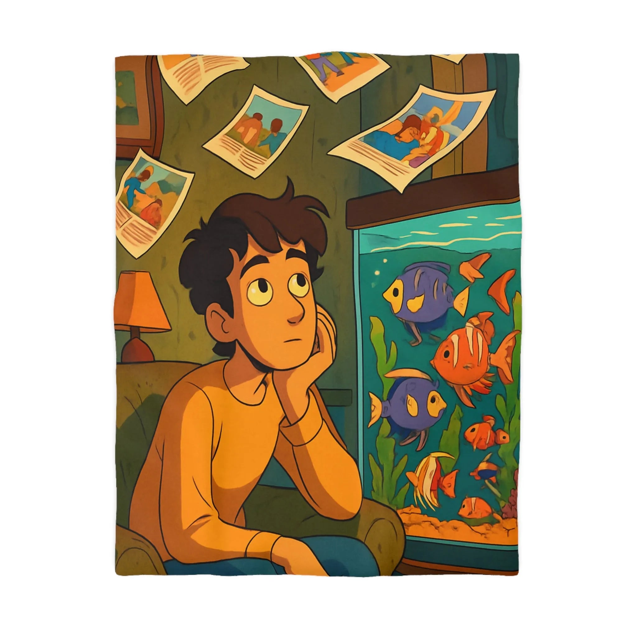 Captivant design coloré d'une chambre rêveuse avec poissons pour adolescents rêveurs