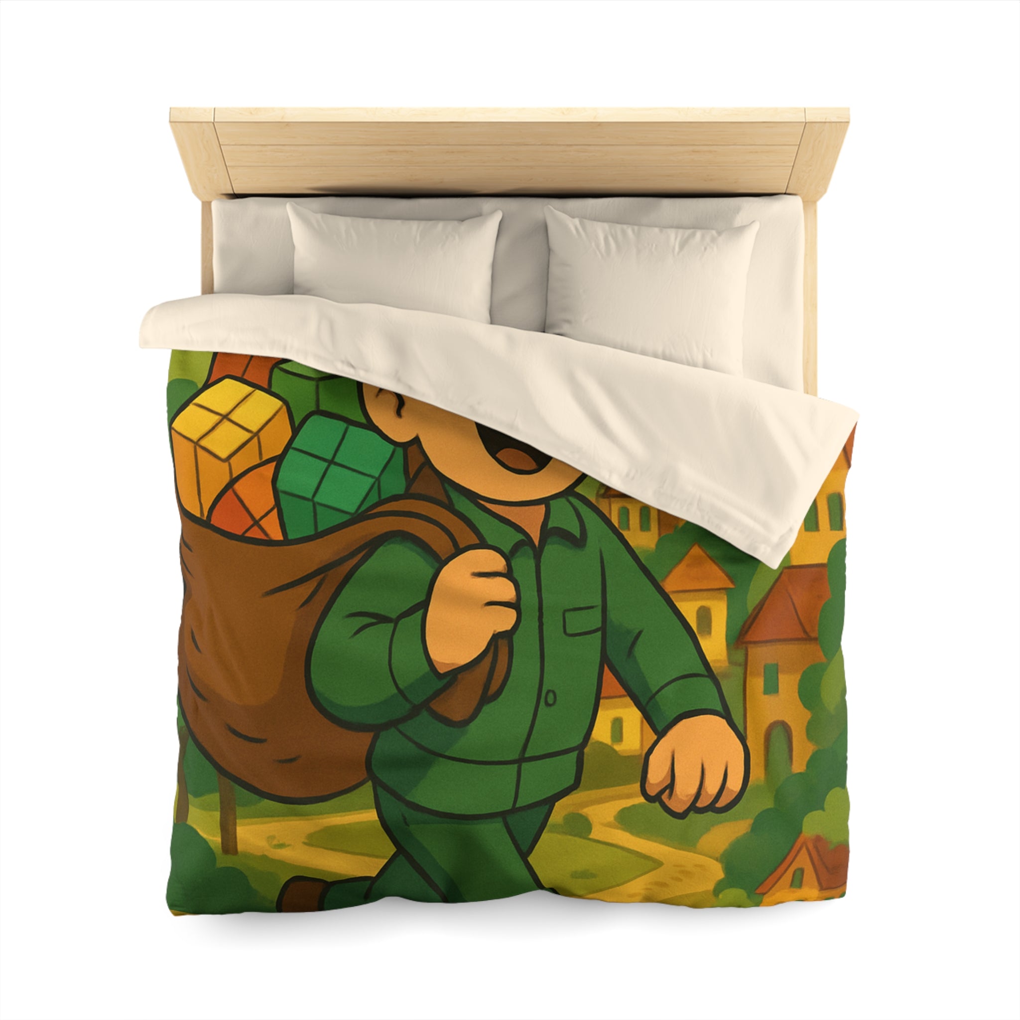 Housse de Couette Microfibre Motif Créatif Original Style Contemporain Chambre Élégante