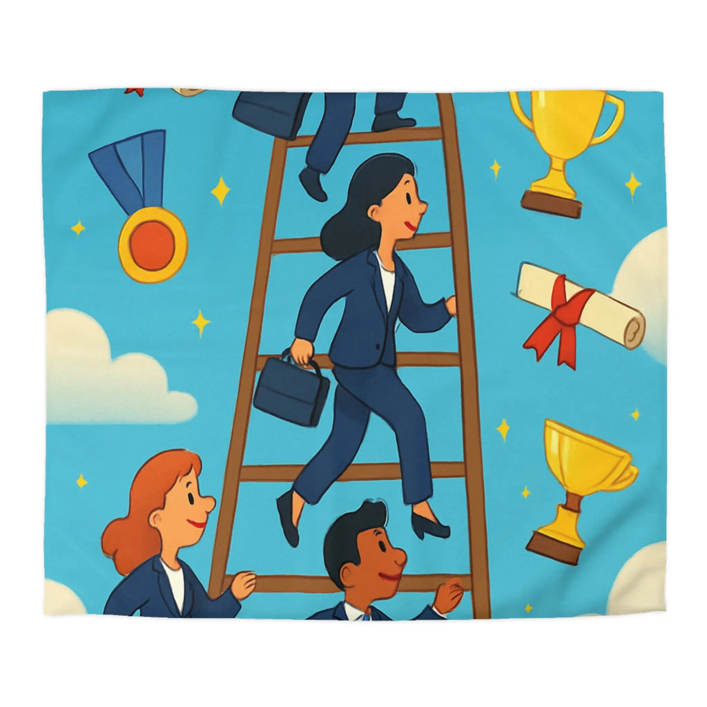 Housse de couette ludique : Échelle des réussites avec trophées et médailles colorées