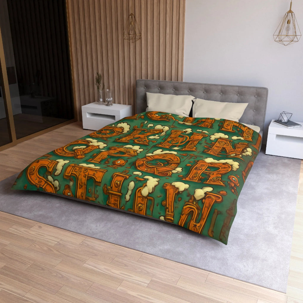 Alphabet Steampunk avec Nuages Évaporants - Design Créatif pour Housse de Couette Originale