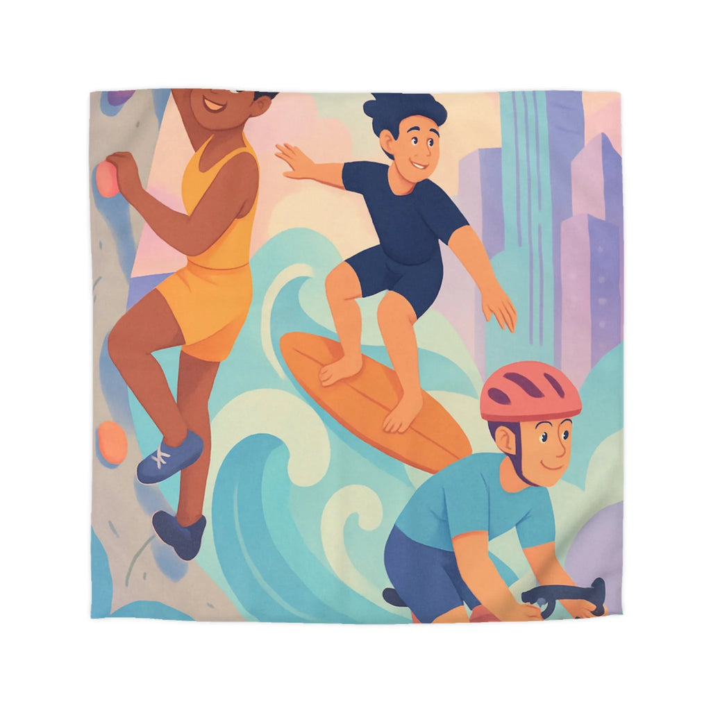 Housse de Couette Microfibre Art Graphique Contemporain Style Décoratif Chambre Tendance