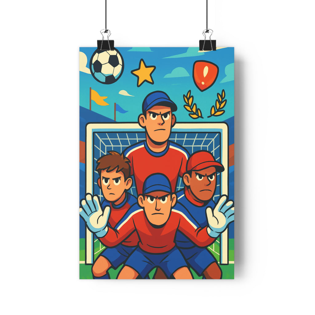 Poster décoratif animé rouge bleu football sportif dynamique salon chambre design vibrant original unique