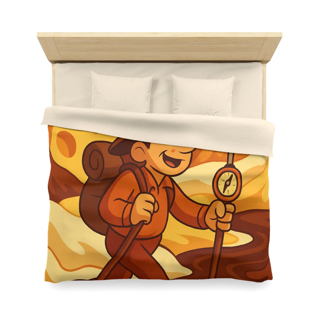 Housse De Couette Aventure Rétro Souvenirs Chocolat Montagne Désert Dunes Jaunes Illustration