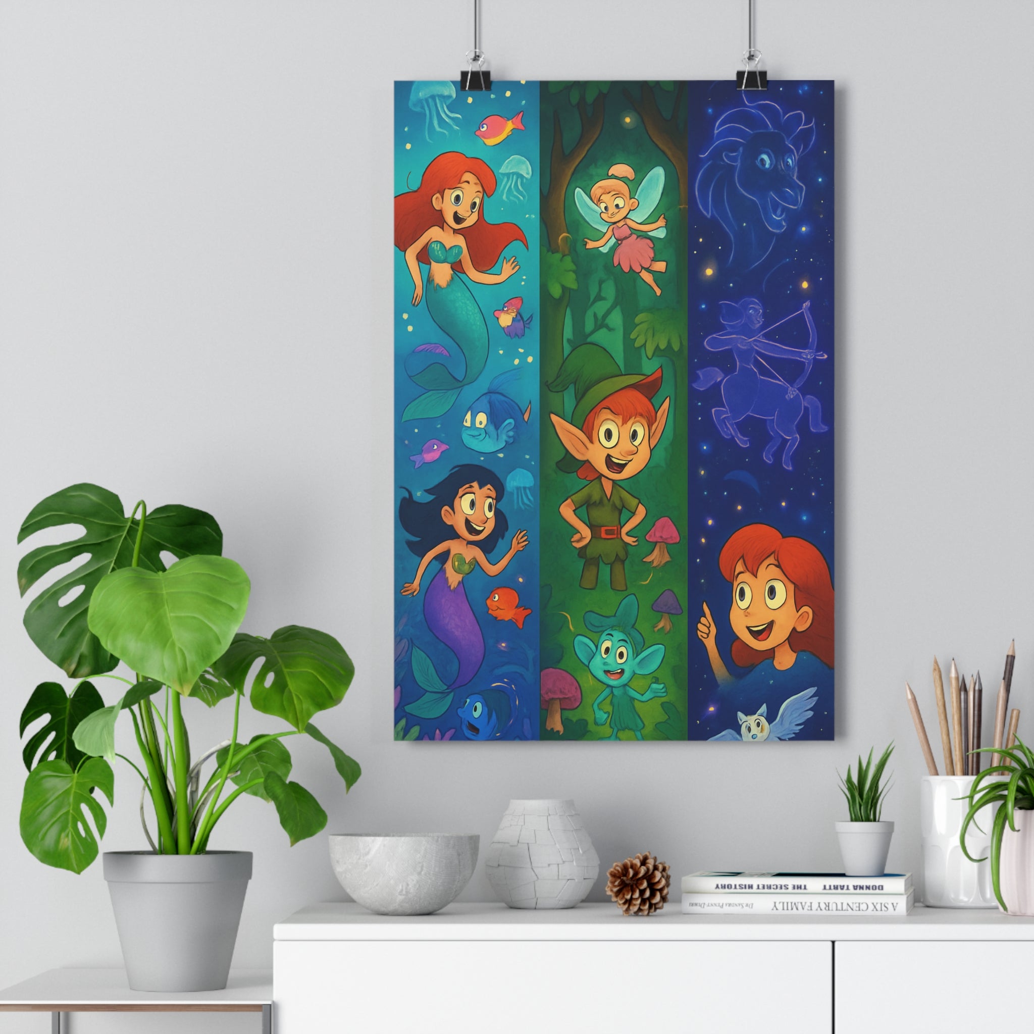 Poster décoratif fantastique coloré océan forêt enchantée mystique salon chambre enfant vibrant tendance unique