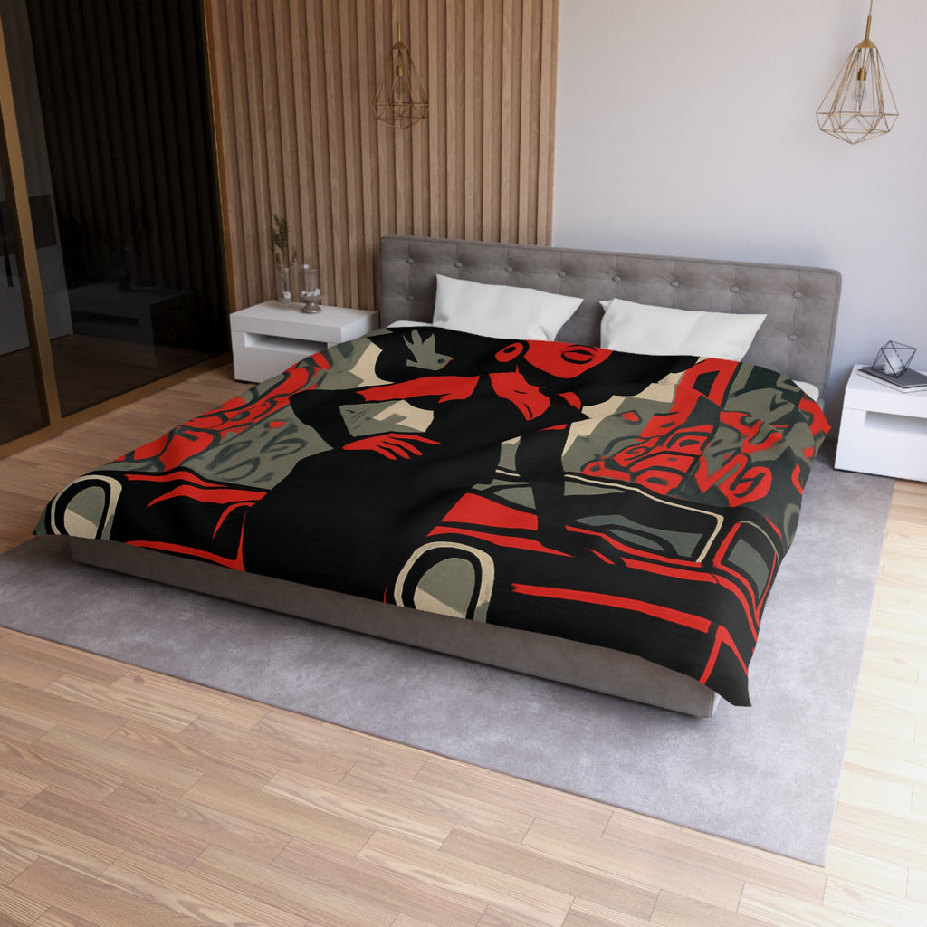 Housse de Couette Microfibre Design Artistique Moderne Décoration Chambre Confort Premium