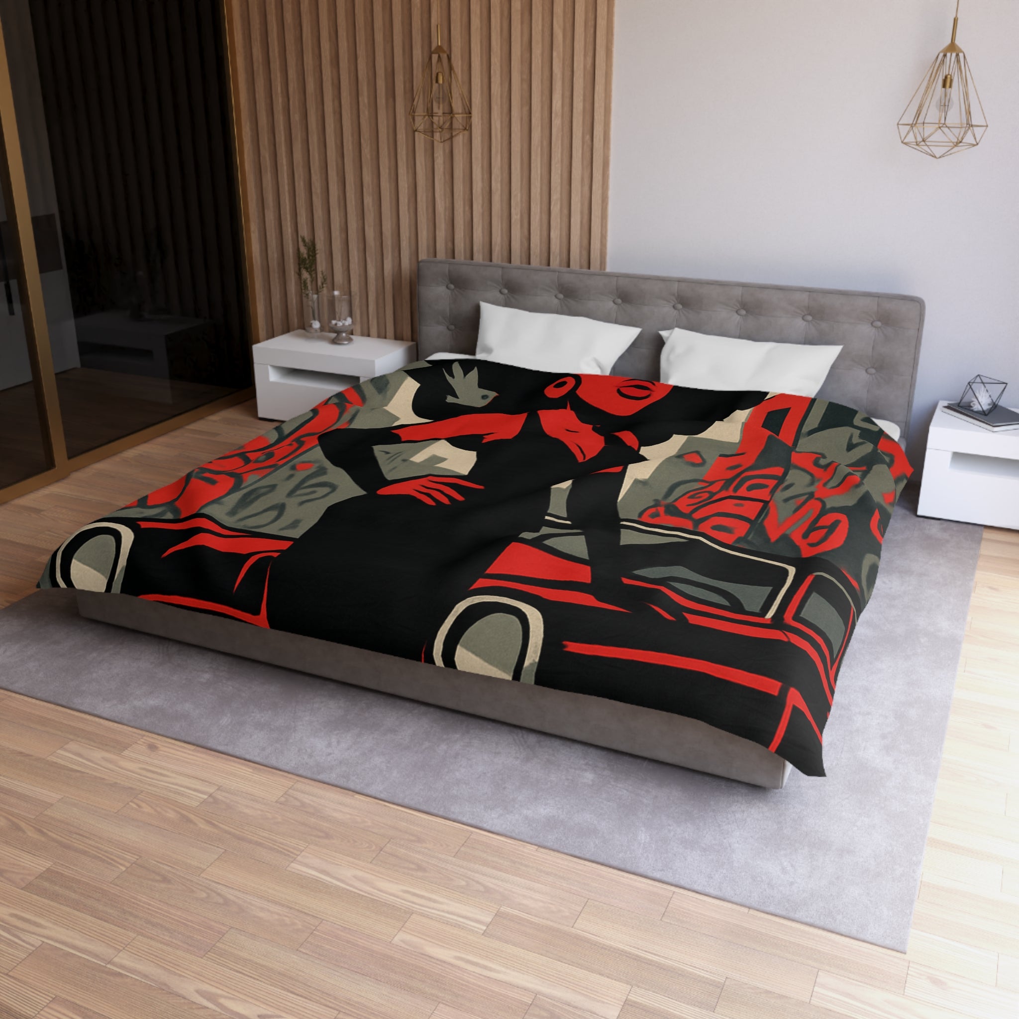 Housse de Couette Microfibre Design Artistique Moderne Décoration Chambre Confort Premium