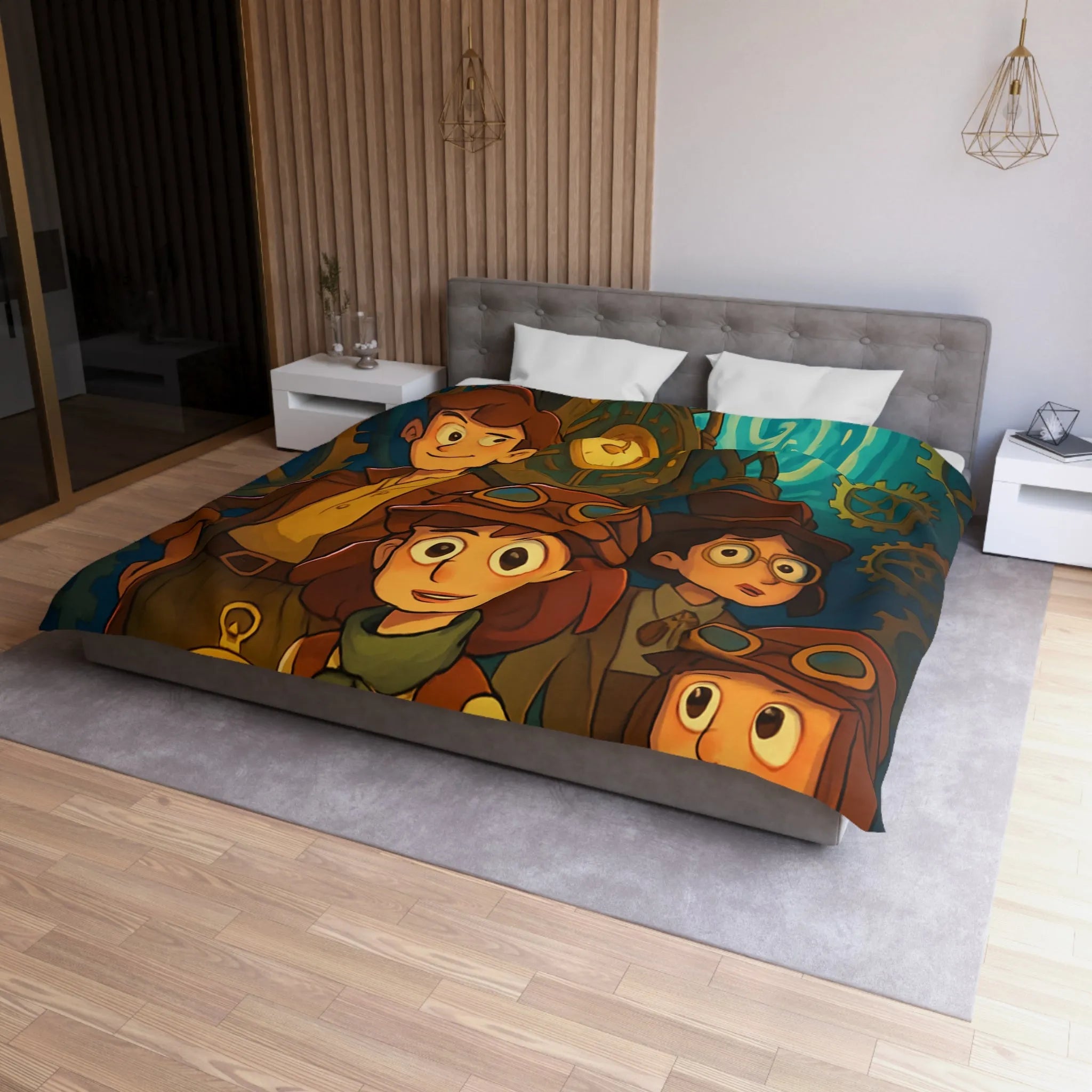 Housse de Couette Enfant Steampunk Aventure Horlogerie avec Spirale Temporelle Mystérieuse