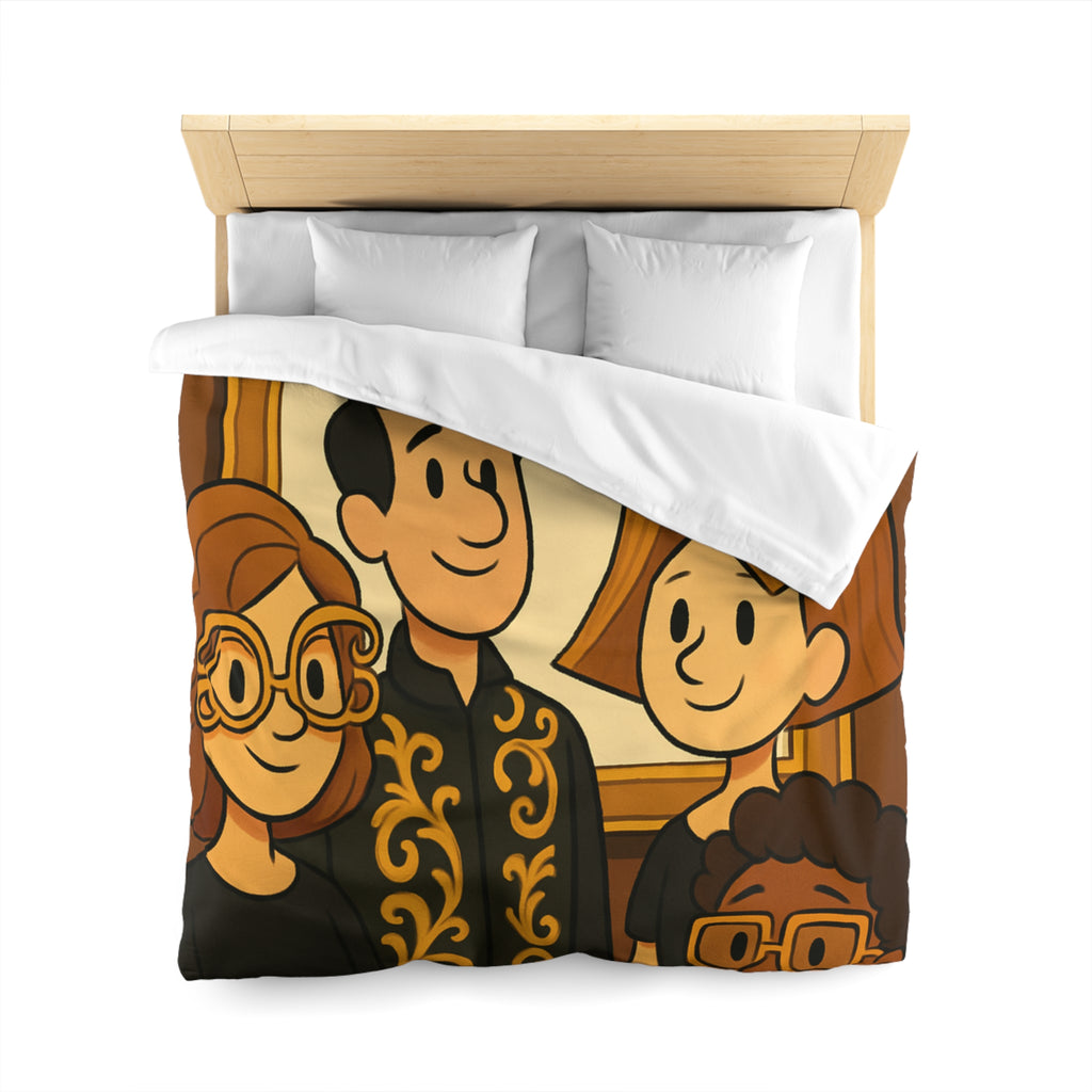 Housse de Couette Originale avec Illustration de Quatre Personnages Animés au Style Unique