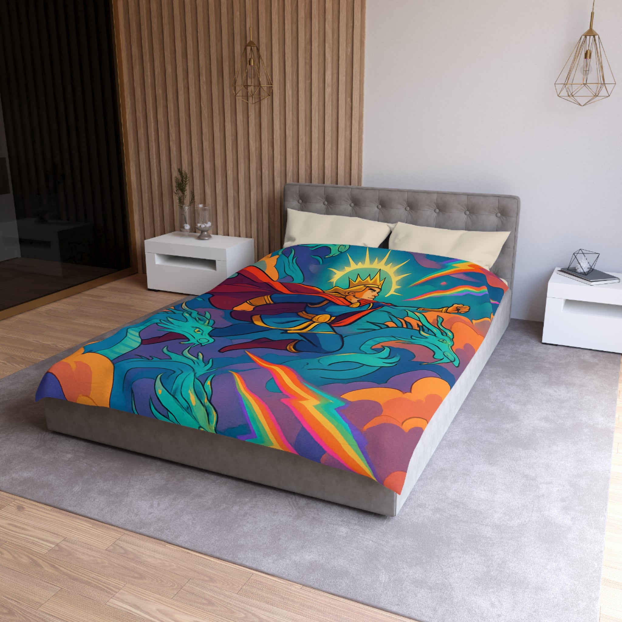 Housse de Couette Microfibre Motif Créatif Original Style Contemporain Chambre Élégante