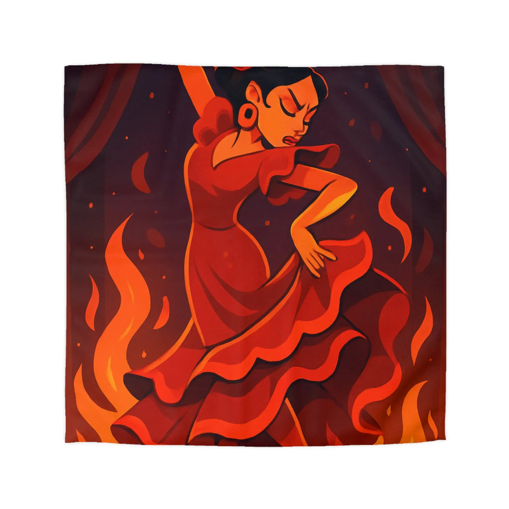 Envoûtante danseuse flamenco rouge intense, ambiance chaleureuse, lanternes et pétales dispersés.