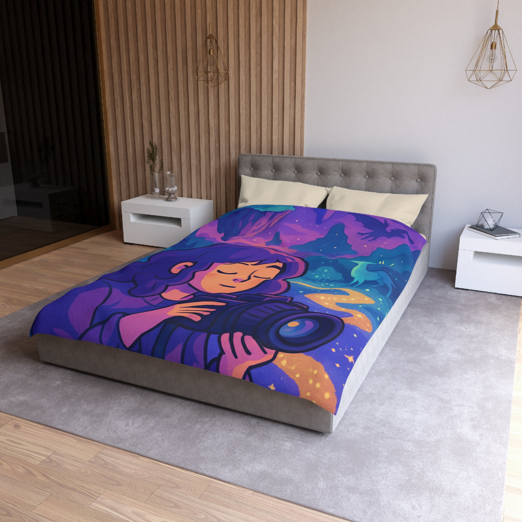 Housse de Couette Mystique avec Paysage Onirique et Envolée de Montagnes Flottantes