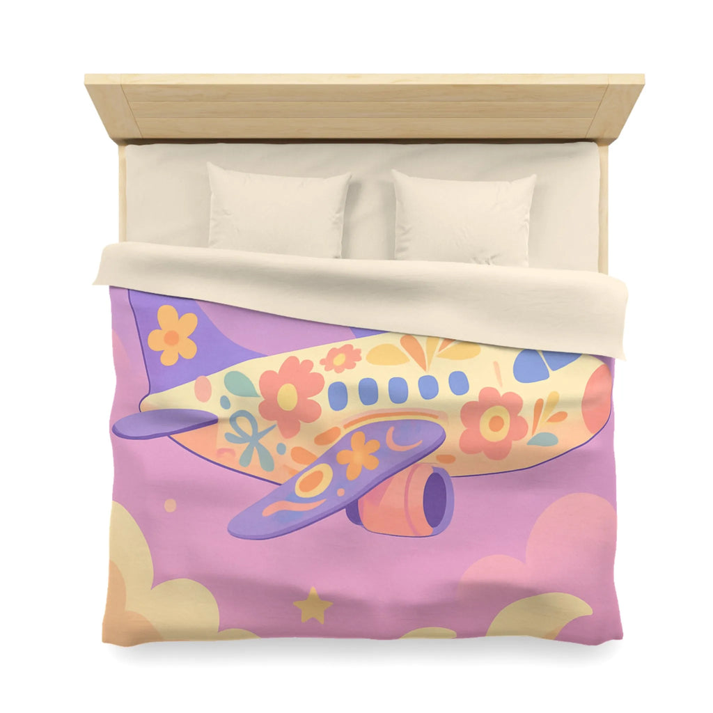 Housse de Couette Enfant Avion Fleuri, Repos Rêveur pour Chambre Cocon Douillet