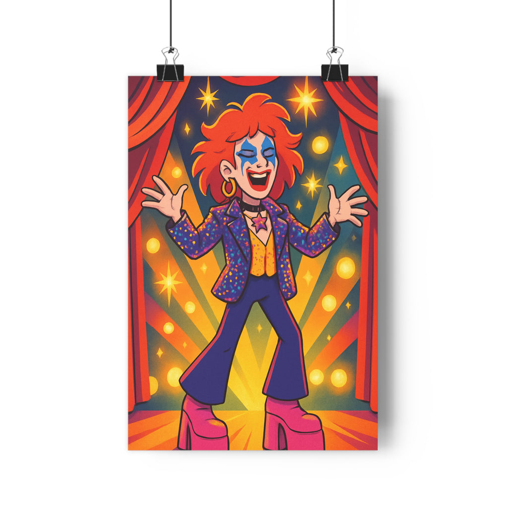 Poster décoratif glamour années 70 orange bleu vintage salon chambre énergique paillettes lumineux tendance