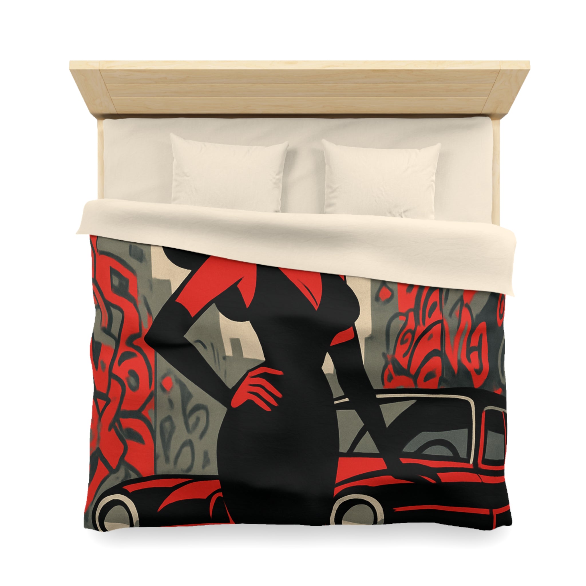 Housse de Couette Microfibre Design Artistique Moderne Décoration Chambre Confort Premium