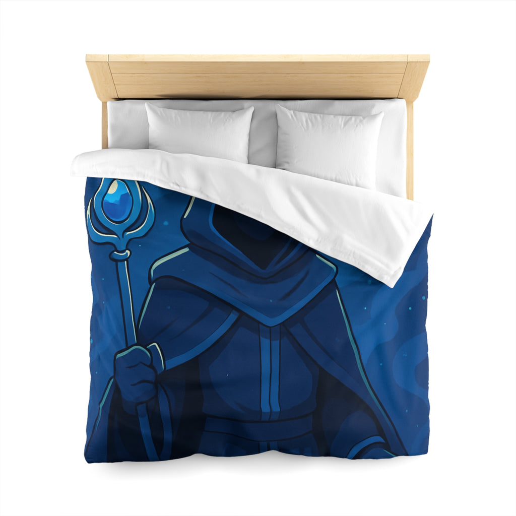 Housse de couette mystique avec sorcier et paysages fantastiques pour chambre à thème magique