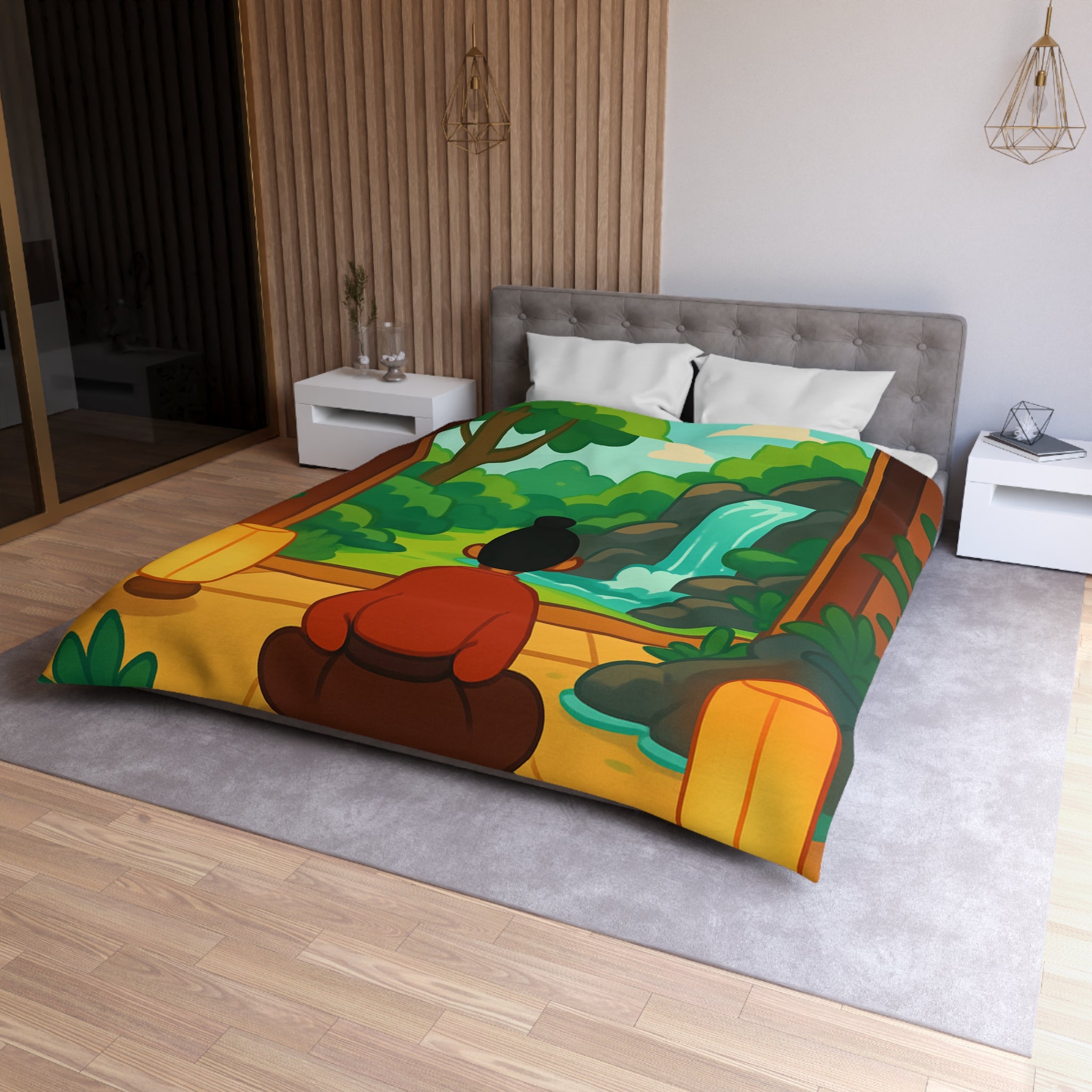 Housse de Couette Microfibre Illustration Unique Design Moderne Décoration Intérieure Raffinée