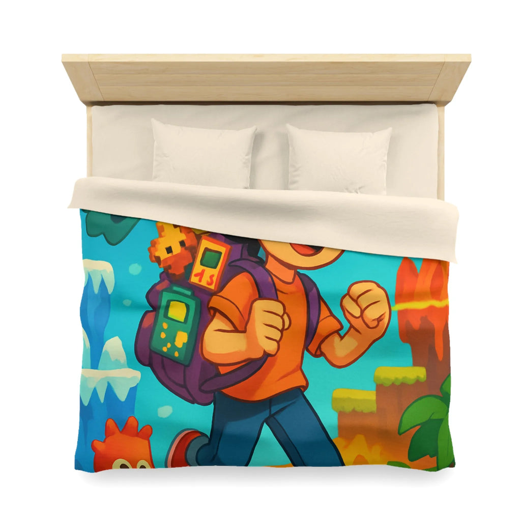 Housse de couette enfant joyeuse au design rétro jeu vidéo couleurs vives