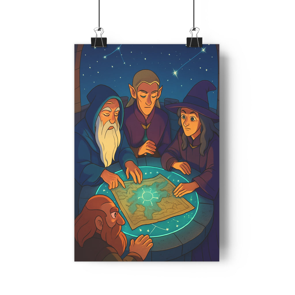 Poster décoratif fantasy mystérieux bleu violet salon chambre aventure ambiance conseil format 30x46 cm