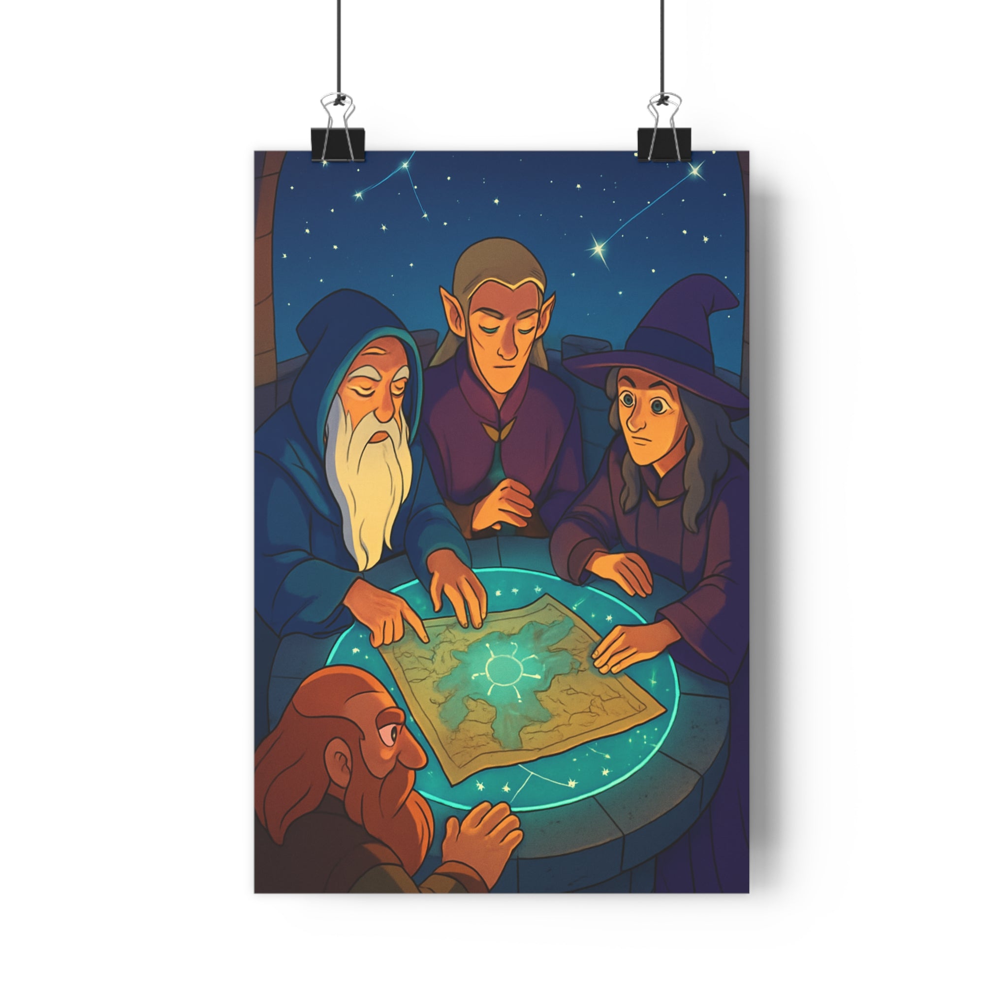 Poster décoratif fantasy mystérieux bleu violet salon chambre aventure ambiance conseil format 30x46 cm