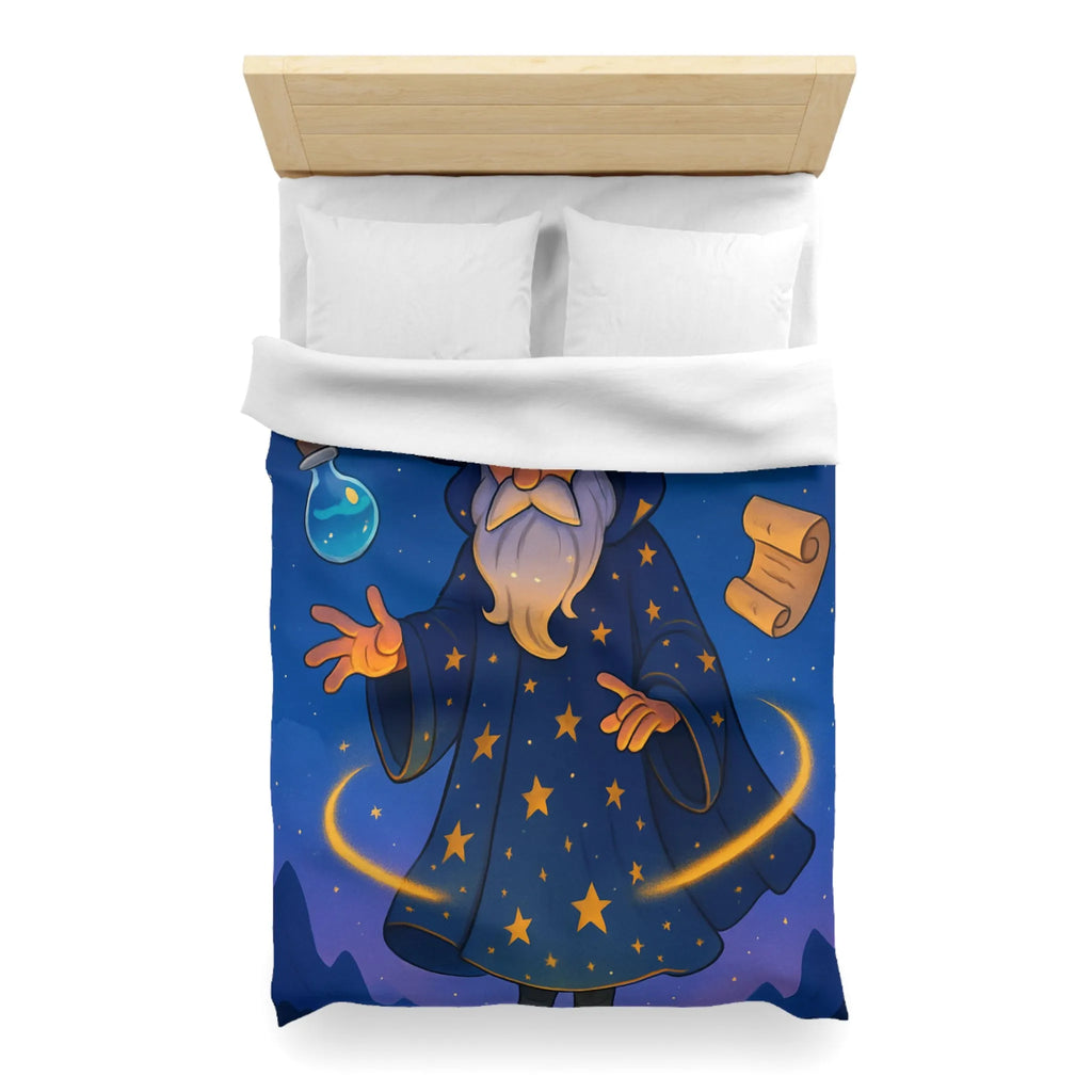 Housse de Couette Magicien Étoilé avec Parchemins Enchantés et Fioles Lumineuses