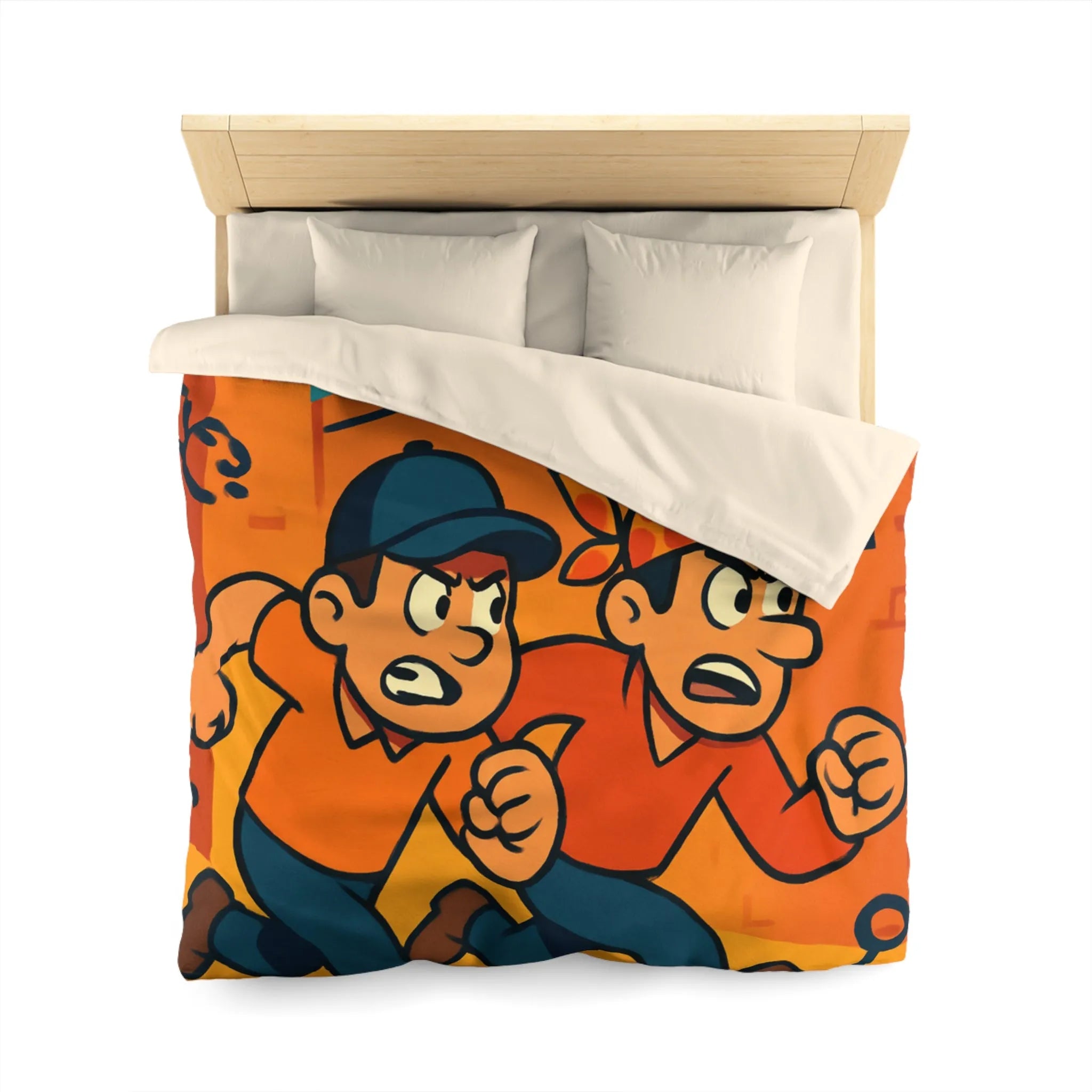 Housse de couette cartoon évasion prisonniers, ambiance aventure et couleurs vives captivantes