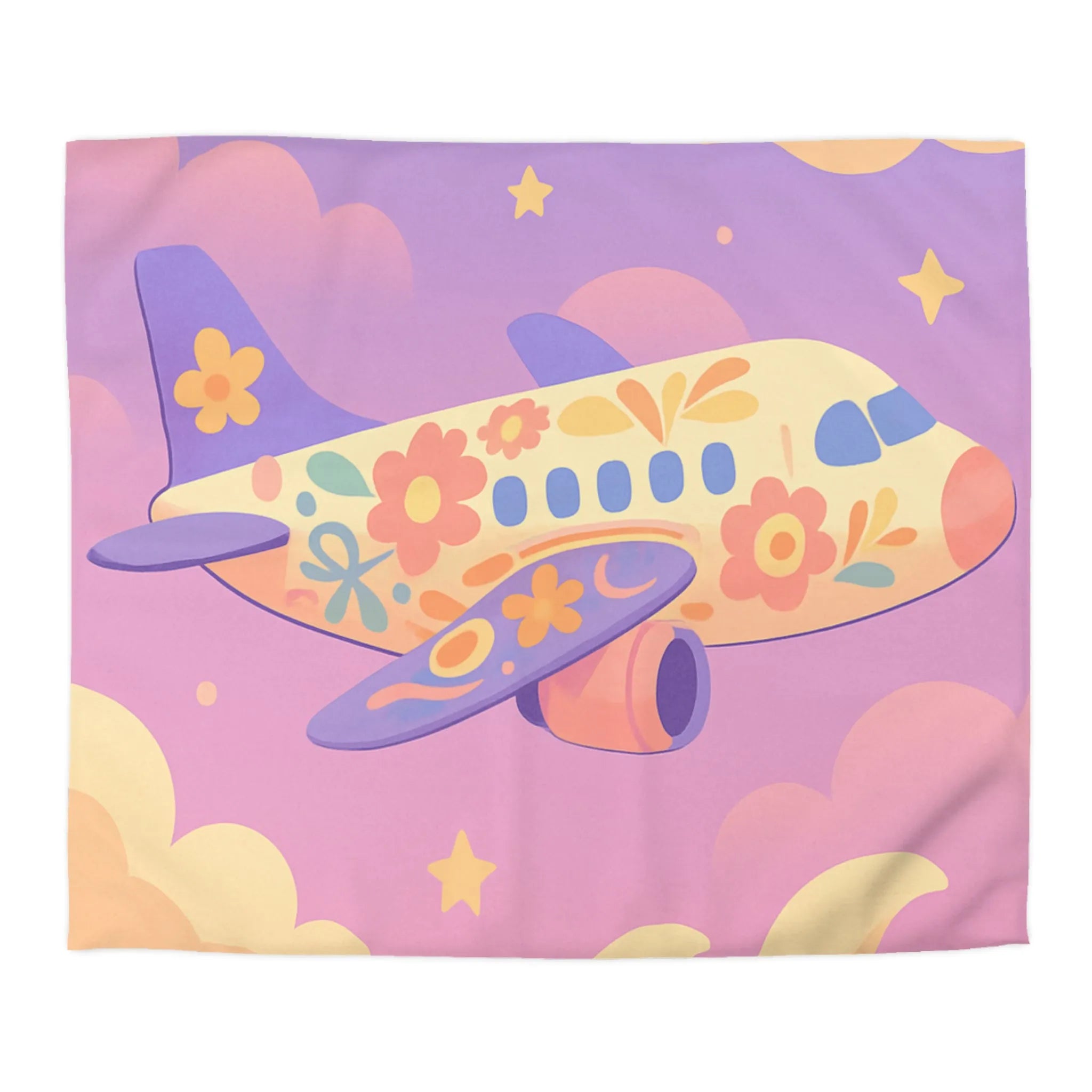 Housse de Couette Enfant Avion Fleuri, Repos Rêveur pour Chambre Cocon Douillet