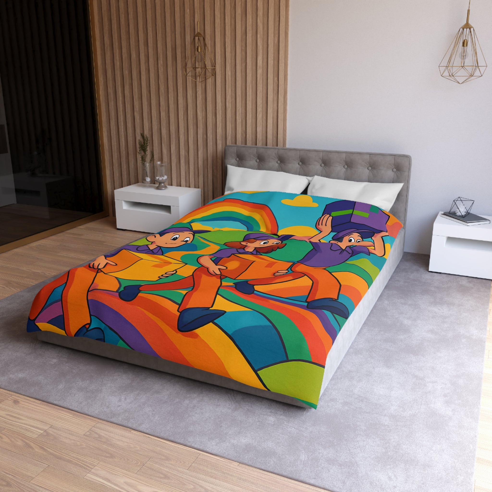 Housse de Couette Microfibre Design Artistique Moderne Décoration Chambre Confort Premium