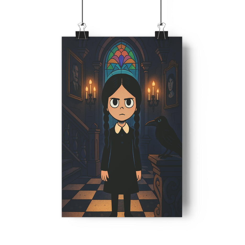 Poster décoratif gothique sombre animé fille mystère corbeau manoir salon chambre art qualité qualité