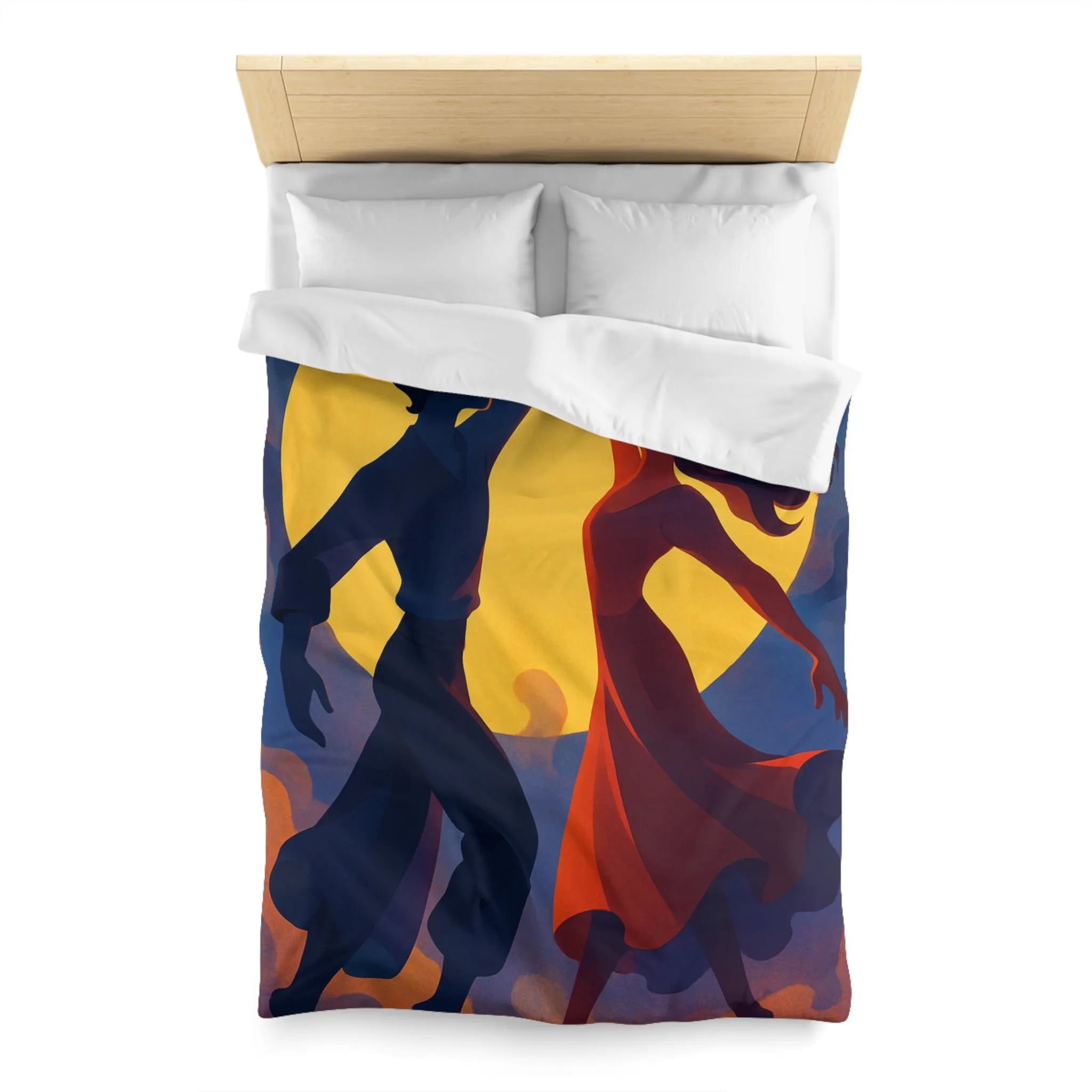 Envoûtante danse romantique sous une pleine lune lumineuse pour votre chambre élégante