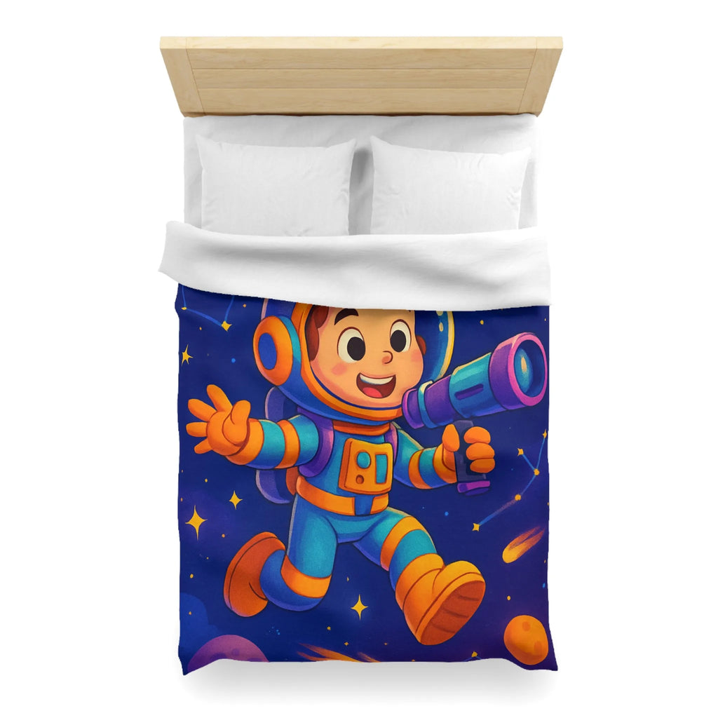 Housse de couette enfant thème astronaute espace avec planètes et constellations joyeuses