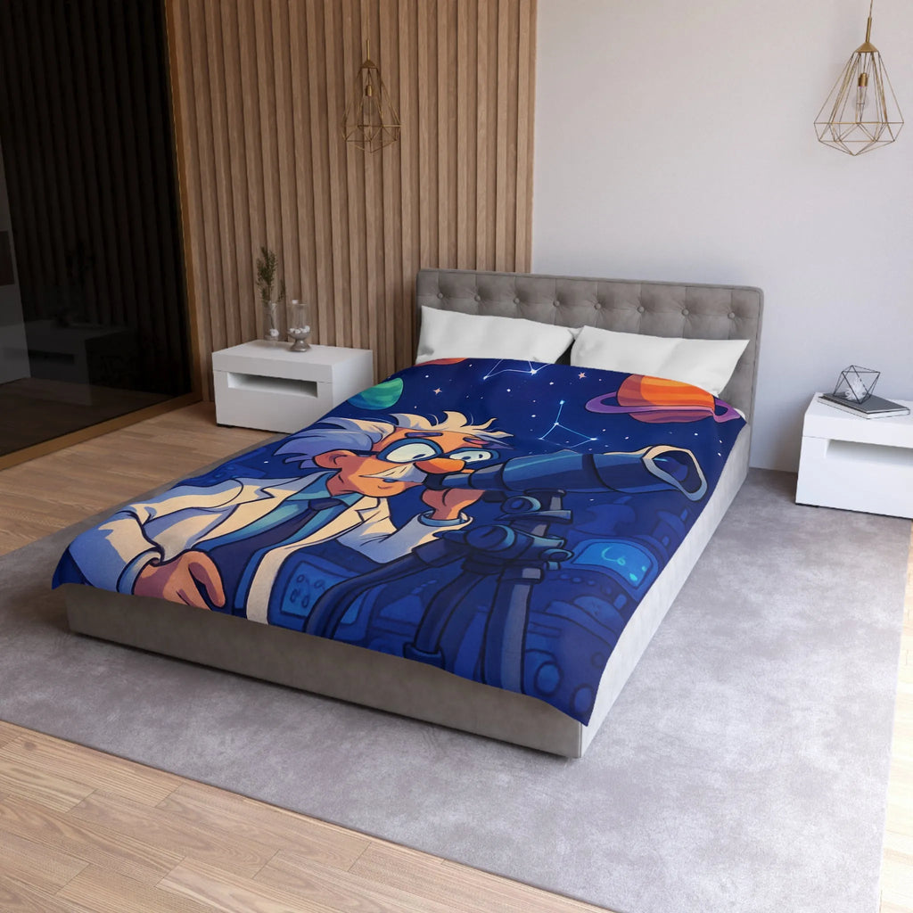 Housse de Couette Enseignant Passionné Astronomie Télescope Étoiles Planètes Enfants Chambre Décorative