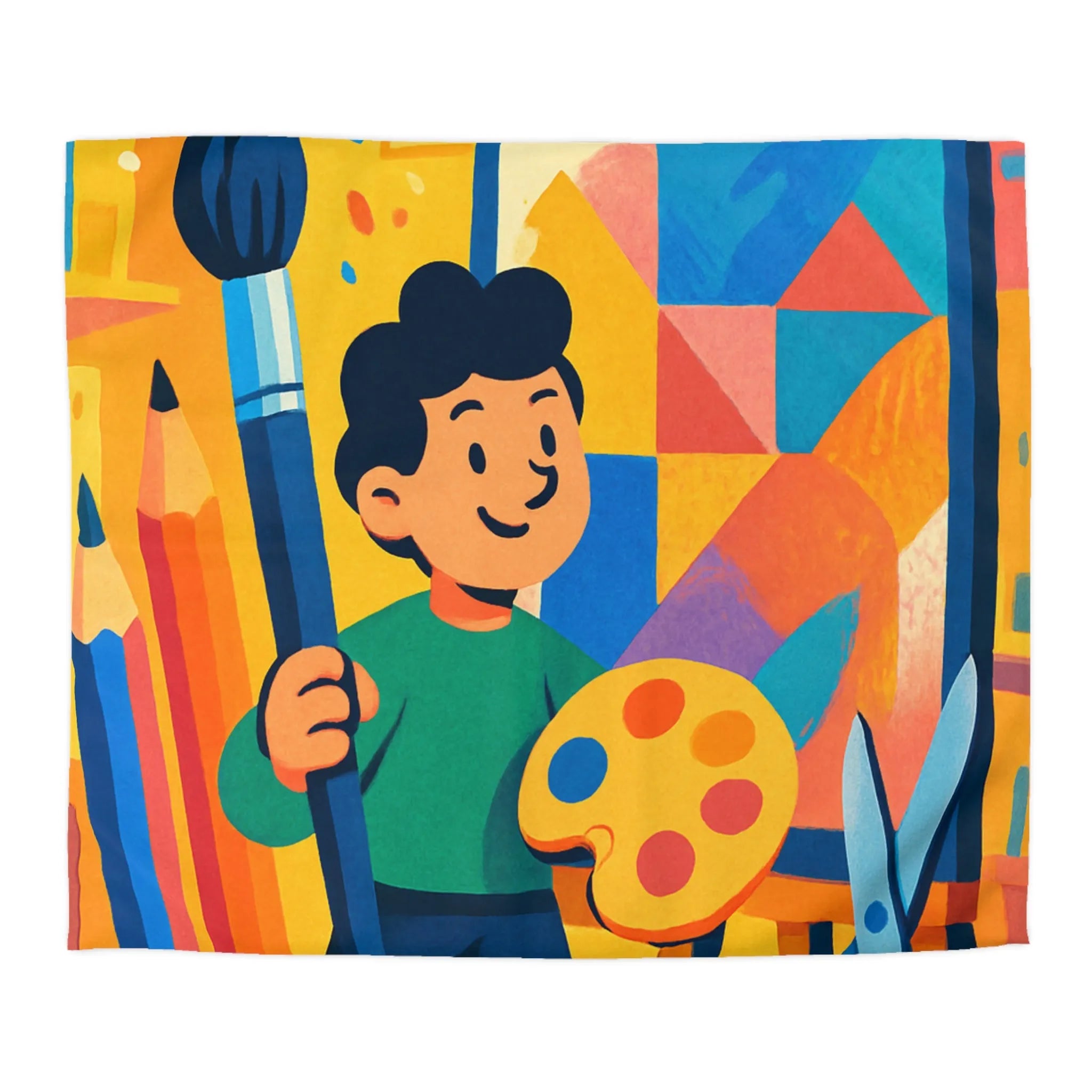 Housse de couette colorée avec motif artistique vibrante pour chambres créatives et dynamiques