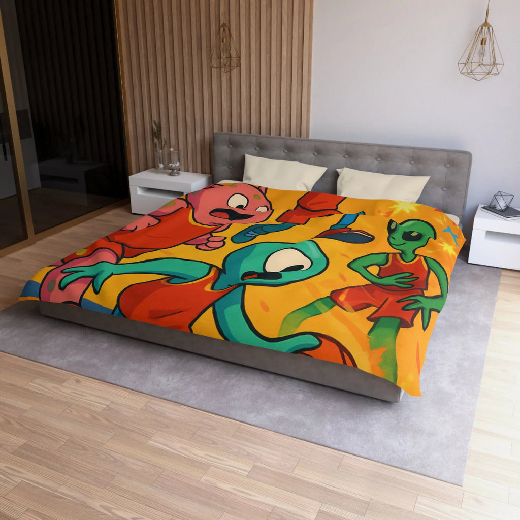 Housse de couette alien colorée pour chambre d'enfant avec thème basket et espace