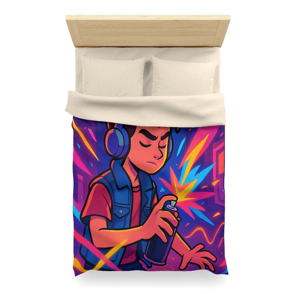 Housse de Couette Microfibre Design Artistique Moderne Décoration Chambre Confort Premium