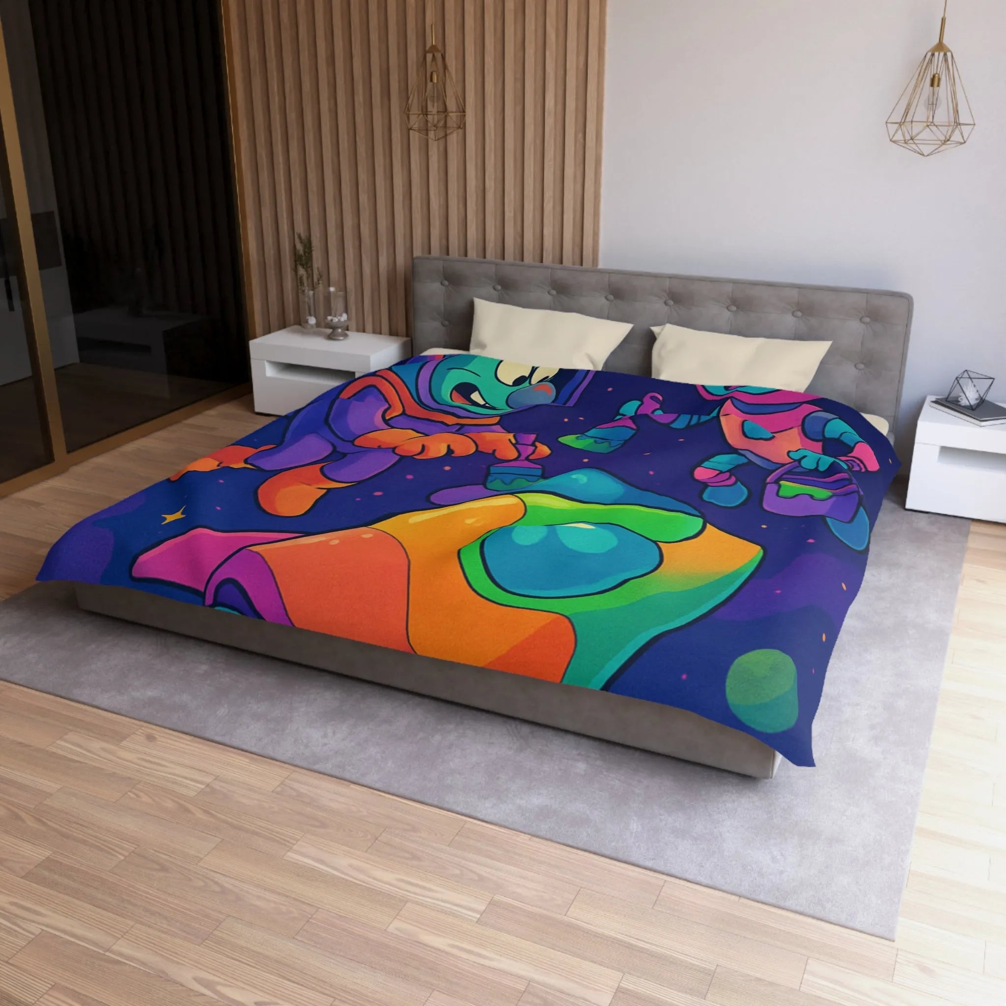 Housse de Couette Microfibre Art Graphique Contemporain Style Décoratif Chambre Tendance