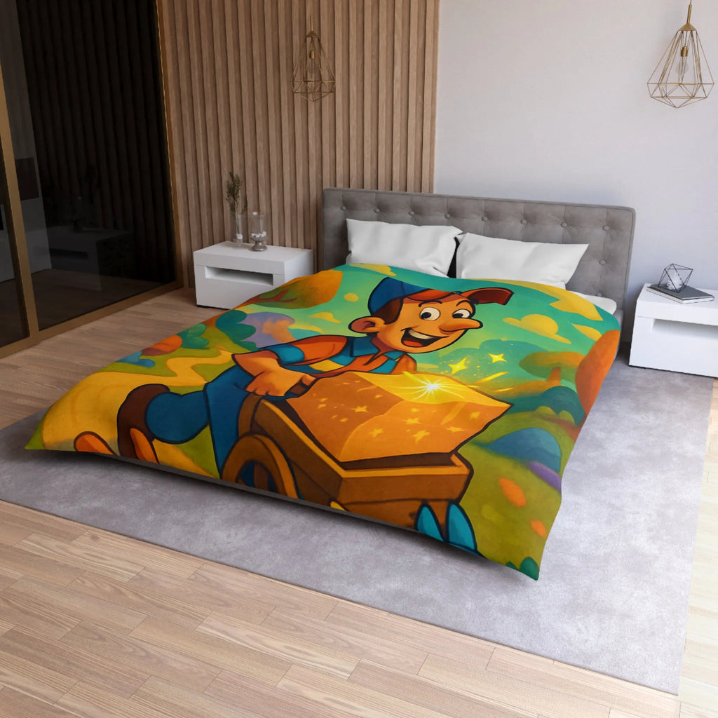 Housse de Couette Colorée avec Paysage Magique et Animaux Joyeux pour Enfants