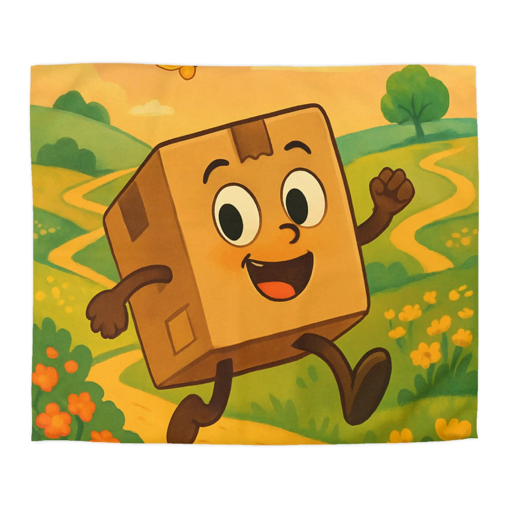 Housse de couette joyeuse avec paysage printanier et boîte sautillante amicale